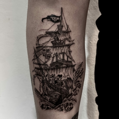 Ship full of mice pirates tattoo