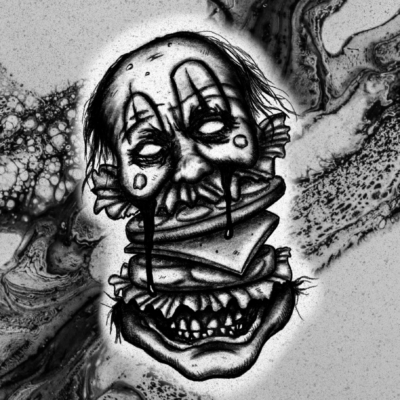 Creepy hamburger tattoo design