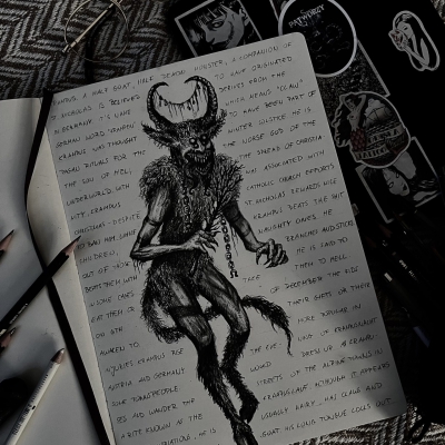 Krampus interpretation in a drawing form