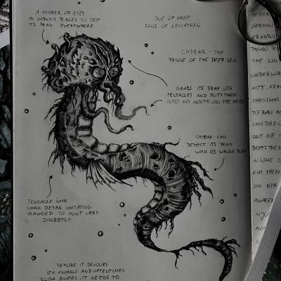 Son of Leviathan and a sea creature drawing