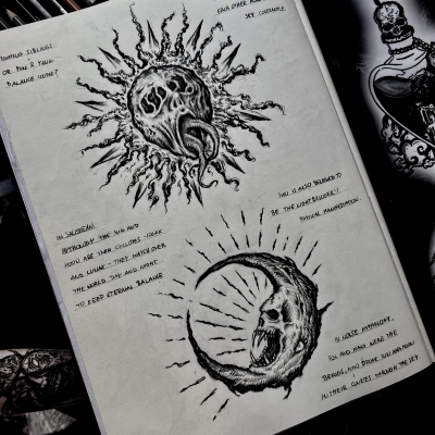 The sun and the moon drawings